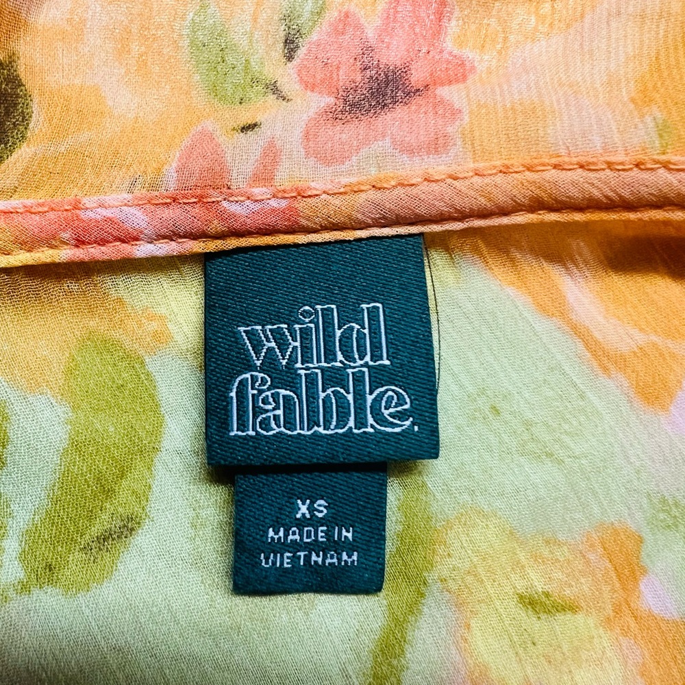 Wild Fable Floral Print Duster Sheer Festival Fairy 60s Swim Cover Whimsical XS - Picture 5 of 9